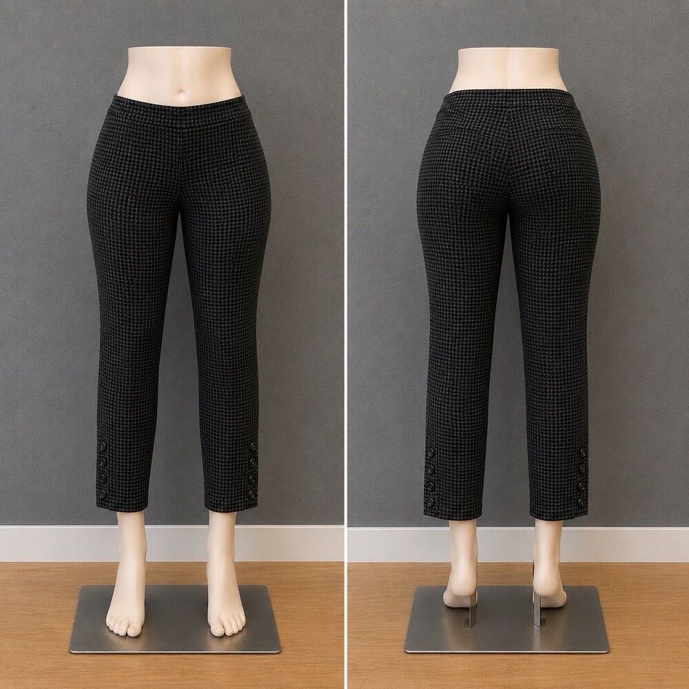 Talbots Chatham Ankle Pants 14P Houndstooth Plaid Crop Workwear Academic Classic